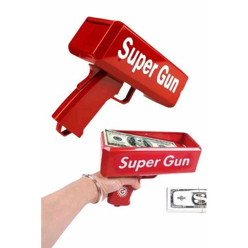 Kırmızı Parti Oyuncağı Para Saçma Fırlatma Tabancası Makinesi Super Money