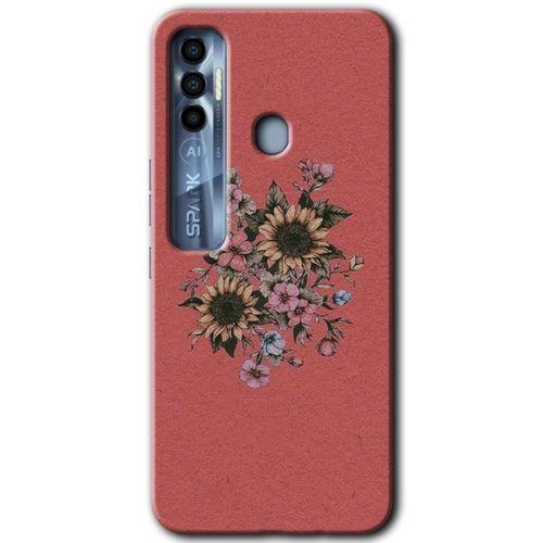 Tecno Spark 7 Pro HD Baskılı Kılıf + 9D Tam Ekran Koruyucu - Retro Çiçek