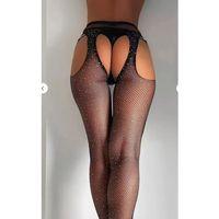 Taşlı Ağ Kısmı Açık Vücut Çorabı