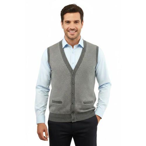 Erkek Düğmeli Yelek Cepli Çelik Örgü Klasik Kalıp 5205L BGL-ST04846