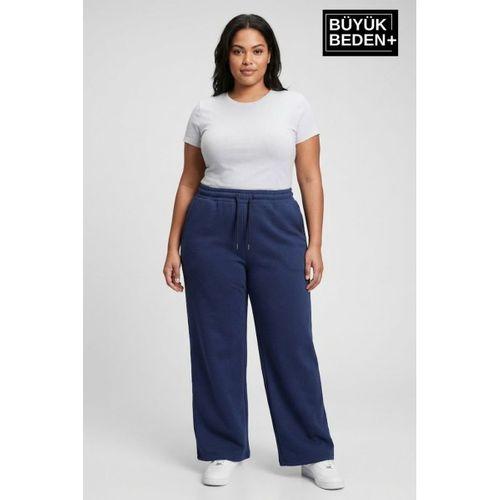 Kadın Büyük Beden Bol Paça  Yüksek Bel Lastikli Salaş Eşofman Altı SPR26BEA988