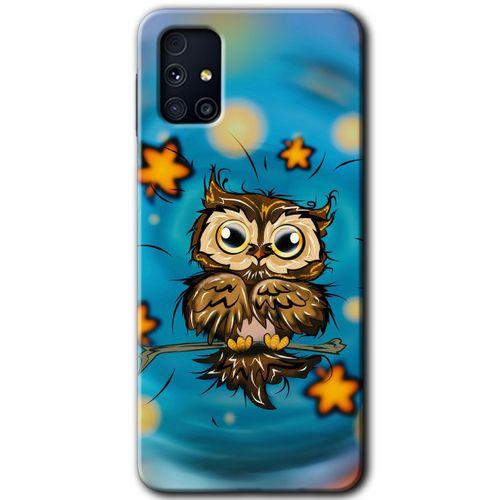 Galaxy M31s Kılıf HD Desen Baskılı Arka Kapak - Owl Bird Stars + Kırılmaz Cam
