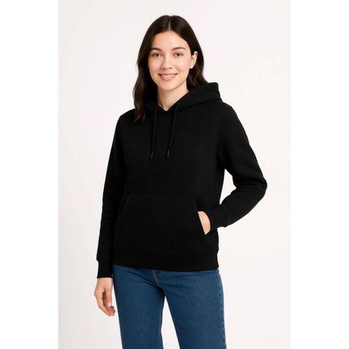 Üç İplik Kapüşonlu Kanguru Çepli SweatShirt Hoodie - Siyah
