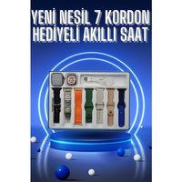 Akıllı Saat 7 Kordon Hediyeli Takvim Alarm Nabız Ölçer Bildirim Görme Sesli Görüşme