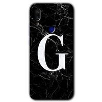 Redmi Note 7 Kılıf HD Desen Baskılı Arka Kapak - Siyah Mermer Desenli G Harfi