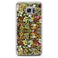 Samsung Galaxy S7 Edge Kılıf İtalyan Yemekleri Doodle Arka Kapak Koruma Desenli Full Koruyucu