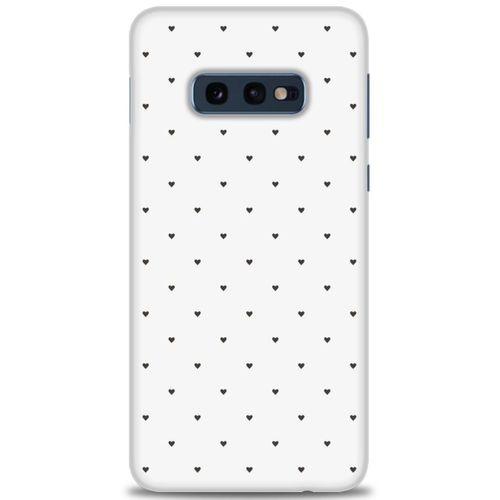 Samsung Galaxy S10E Kılıf HD Baskılı Kılıf - Minik Siyah Kalp + Tam Ekran Koruyucu