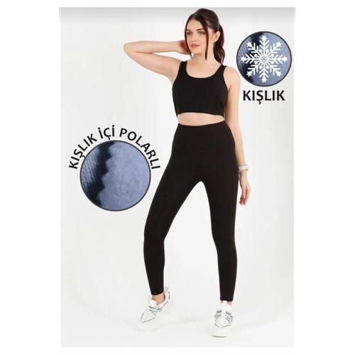 Kadın Kışlık Tayt Yüksek Bel Içi Polarlı Yumuşacık Dalgıç Kumaş