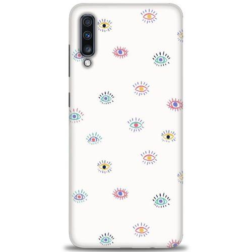 Samsung Galaxy A70 Kılıf HD Baskılı Kılıf - Renkli Gözler + Tam Ekran Koruyucu