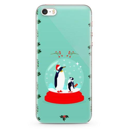 Apple iPhone SE Kılıf Kar Küresi Penguen Arka Kapak Koruma Desenli Full Koruyucu