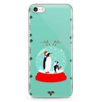 Apple iPhone SE Kılıf Kar Küresi Penguen Arka Kapak Koruma Desenli Full Koruyucu