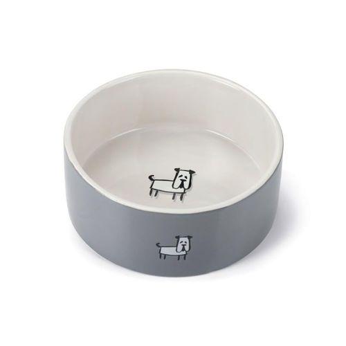 Beeztees Köpek Mama Su Kabı, Seramik, Beyaz Gri, 21,5cm, 2000ml
