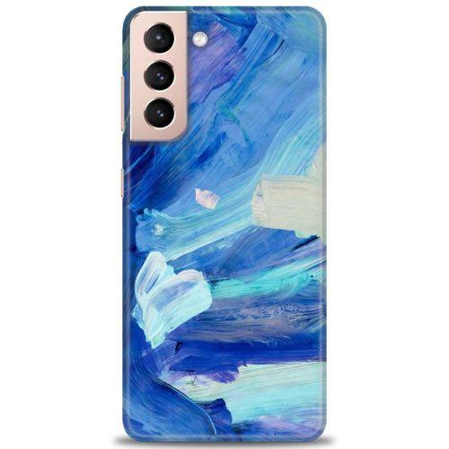 Samsung Galaxy S21 Plus Kılıf HD Baskılı Kılıf - Mavi Beyaz + Tam Ekran Koruyucu