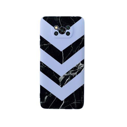 Poco X3 Mermer Üçgen Premium Silikonlu Lila Telefon Kılıfı