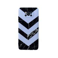 Poco X3 Mermer Üçgen Premium Silikonlu Lila Telefon Kılıfı