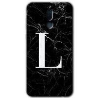 MRCİLETİSİM Huawei Mate 10 Lite Kılıf HD Desen Baskılı Arka Kapak + Temperli Cam - Siyah Mermer Desenli L Harfi