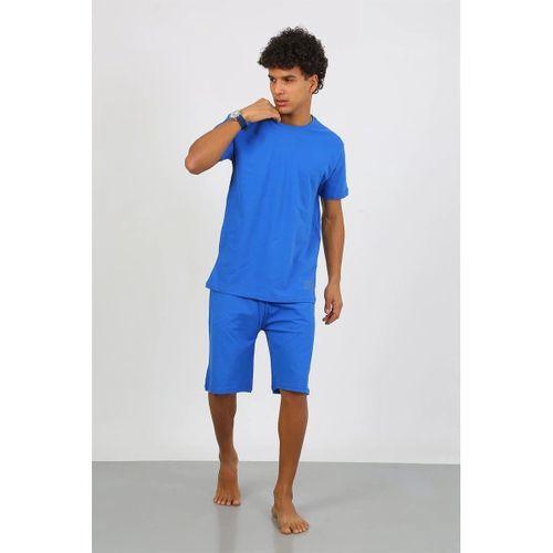 Erkek Pamuk Lakost Alt Üst Kaprili Pijama Takım Saks