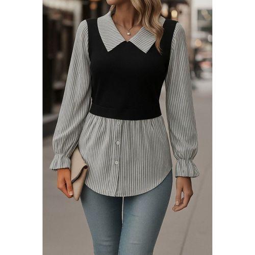 Kadın Uzun Kollu Yakalı önden Düğmeli Ottoman Bluz