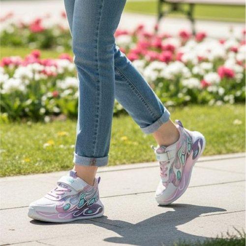 TomWins 015 Beyaz-Pembe Cırtlı Kız Çocuk Spor Ayakkabı