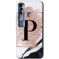 Tecno Spark 7 Pro Kılıf HD Desen Baskılı Arka Kapak - Pembe Mermer Desenli P Harfi