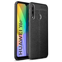 Huawei Y6P Kılıf Focus Derili Silikon - Siyah
