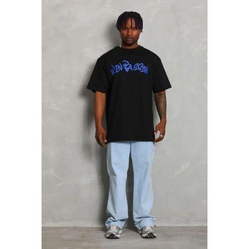 Erkek Baskılı T-Shirt Kısa Kol Bisiklet Yaka Regular Fit Rahat Kalıp Günlük Tişört - Siyah