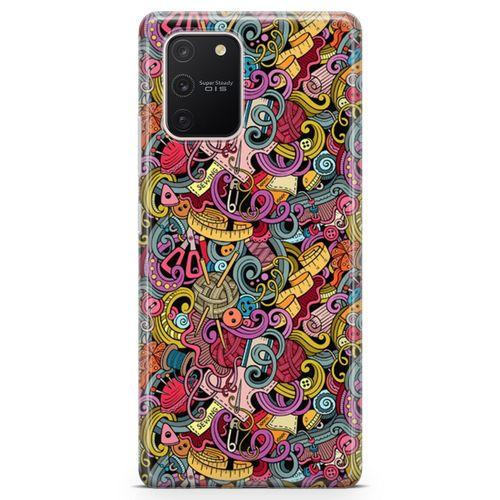 Samsung Galaxy S10 Lite Kılıf Doodle Dikiş Makinesi Arka Kapak Koruma Desenli Full Koruyucu