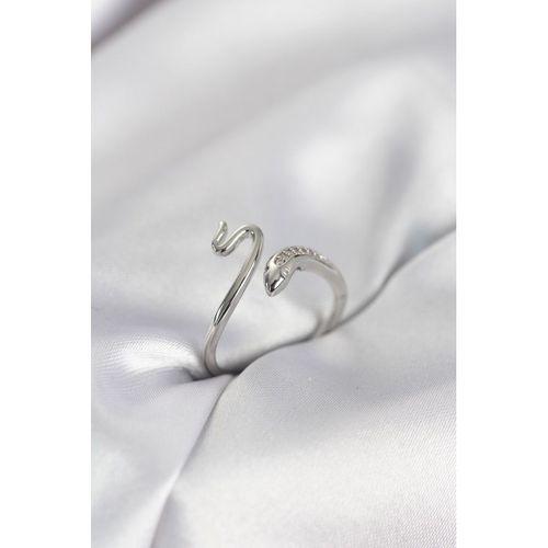 Gümüş Renk Yılan Model Zirkon Taşlı Kadın Yüzük