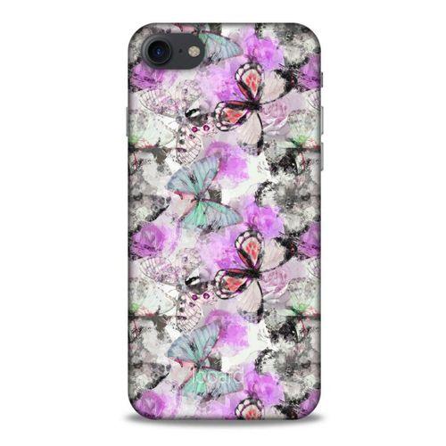 Apple Iphone 8 Kılıf Kelebek Etkisi (15) Antişok Kılıf Mor Beyaz