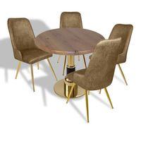 Dockers Gold-Çırağan Mutfak Masa Takımı - (Yuvarlak Çap 80cm - Werzalit, Wermodin ve Allzalit Tabla) - Canyon Palace Oak-Kahve