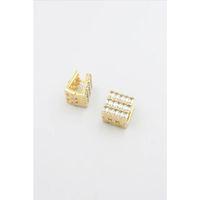 Kare Taşlı Küpe - Altın