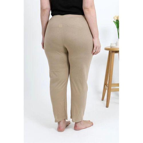 Kadın Pamuklu Büyük Beden Alt Pijama Bej
