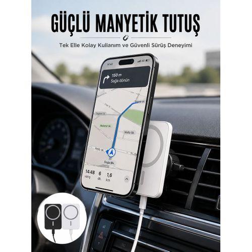 Kablosuz Şarj Aleti Magsafe Araç Içi Manyetik Şarj 15w İos Uyumlu Yeni Nesil