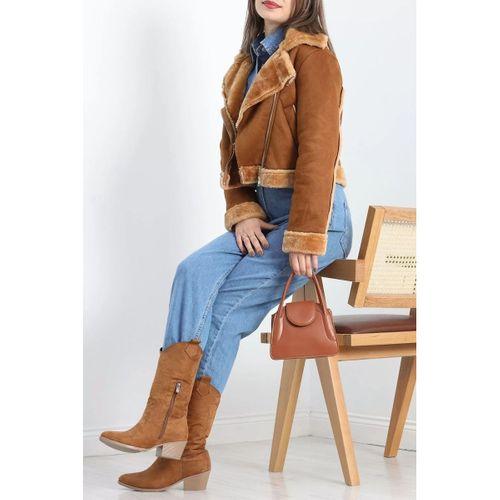 pilelistore Kürklü Mont Kahve