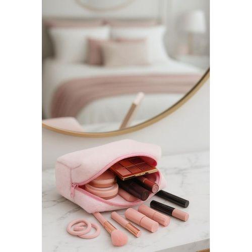 Peluş Yumuşacık Makyaj Çantası - Kozmetik Organizeri Pembe