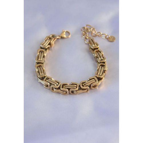 Erb 316L Çelik Gold Renk Kral Zincir Model Kadın Bileklik