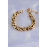 Erb 316L Çelik Gold Renk Kral Zincir Model Kadın Bileklik