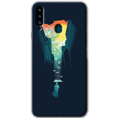 Samsung Galaxy A20s Kılıf Baskılı Kapak - City Bird Sky +Tam Kaplayan Mat Seramik