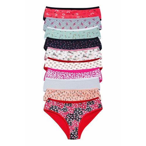 Pamuklu Geniş Kenarlı Likralı Desenli Bato Kadın Külot 10'lu paket