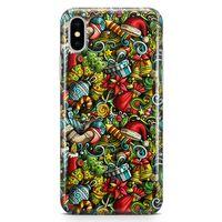 Apple iPhone XS Kılıf Yılbaşı Süsleri Doodle Arka Kapak Koruma Desenli Full Koruyucu