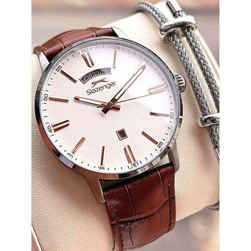 Slazenger Deri Kordon Takvimli Kadran 10 Atm Suya Dayanıklı 2 Yıl Garantili Erkek Kol Saati N2562.04