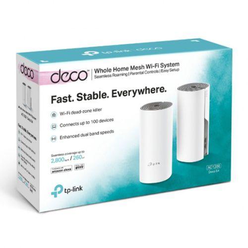 TP-LINK DECO-E4, AC1200, Üçlü Mesh, 1200Mbps, Dual Band, 2Port Megabit Lan, 370m2 kapsama Alanı, Router, Geniş Alan İnternet Ağı Sağlayıcısı