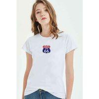 Route 66 Logo Baskılı Beyaz Kadın Tshirt