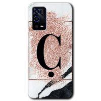 OPPO Oppo A55 Kılıf HD Desen Baskılı Arka Kapak - Pembe Mermer Desenli Ç Harfi