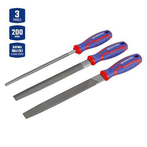 WORKPRO WP201702 3 Parça 200mm Ağır Hizmet Tipi Metal Eğe Seti