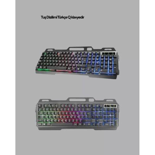 Işıklı Klavye Mouse Ve Bluetooth Kulaklık Seti Türkçe Q Usb