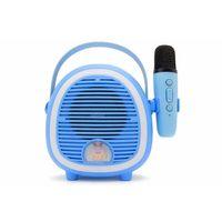 Çocuklara Özel Retro Tasarımlı Bluetooth Karaoke Mikrofon Ve Ahşap Tripodlu – Mavi