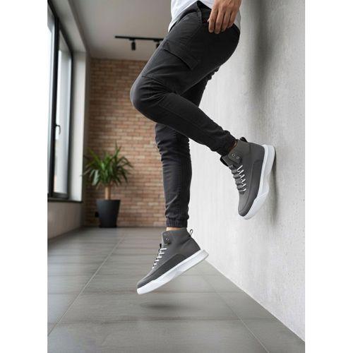 BA0321 Gizli Bağcıklı Erkek Füme Beyaz Taban Spor Bot