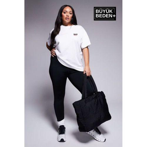 Süperlife Kadın Büyük Beden Brooklyn 1970 Baskılı 3xl-6xl Bisiklet Yaka Tshırt SPR25BTSK510-3