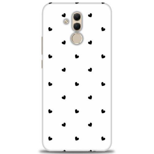 Huawei Mate 20 Lite Kılıf HD Baskılı Kılıf - Siyah Kalpler + Tam Ekran Koruyucu